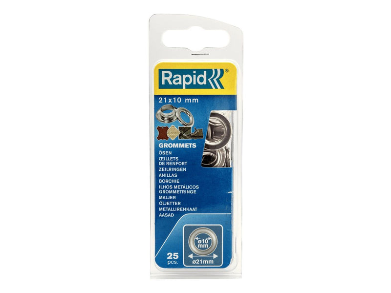 Rapid Grommets 21x10 Box 25pcs+2 Metal Tools