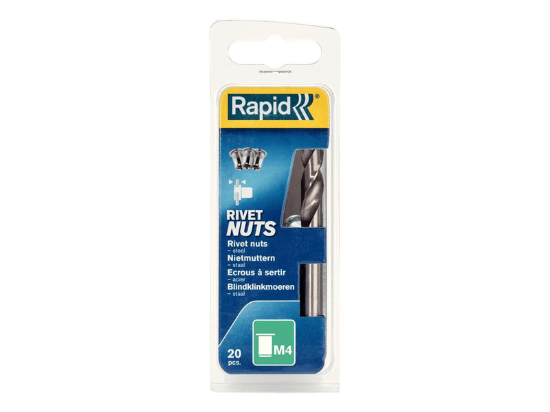 Rapid Rivet Nuts M4 20pcs + Drill Box
