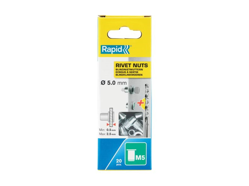 Rapid Rivet Nuts M5 20pcs + Drill Box