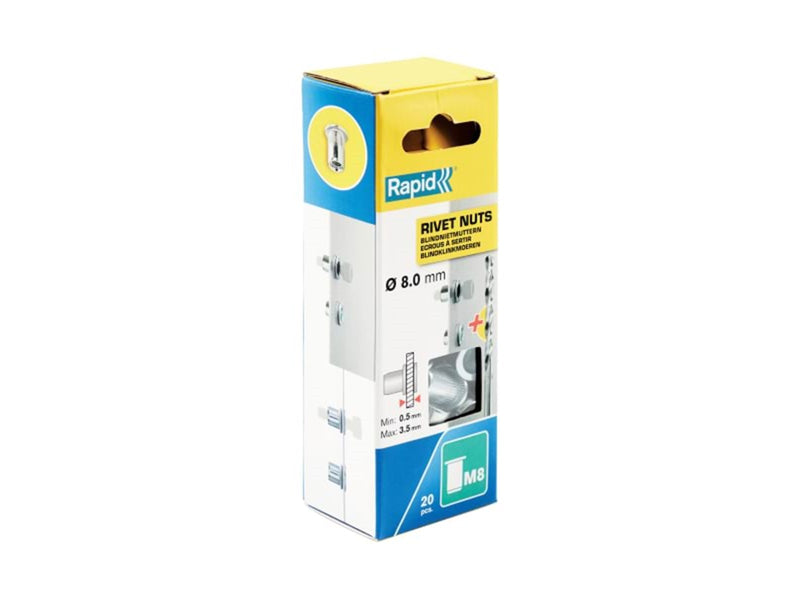 Rapid Rivet Nuts M8 20pcs + Drill Box