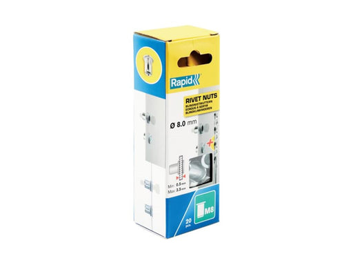Rapid Rivet Nuts M8 20pcs + Drill Box
