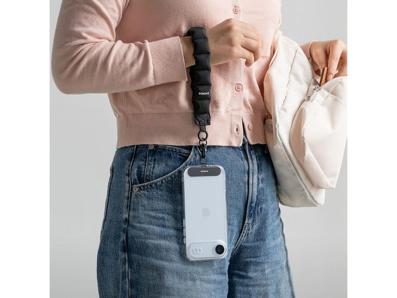 Ringke  Holder & Puffer Hand Strap Phone Lanyard - Black