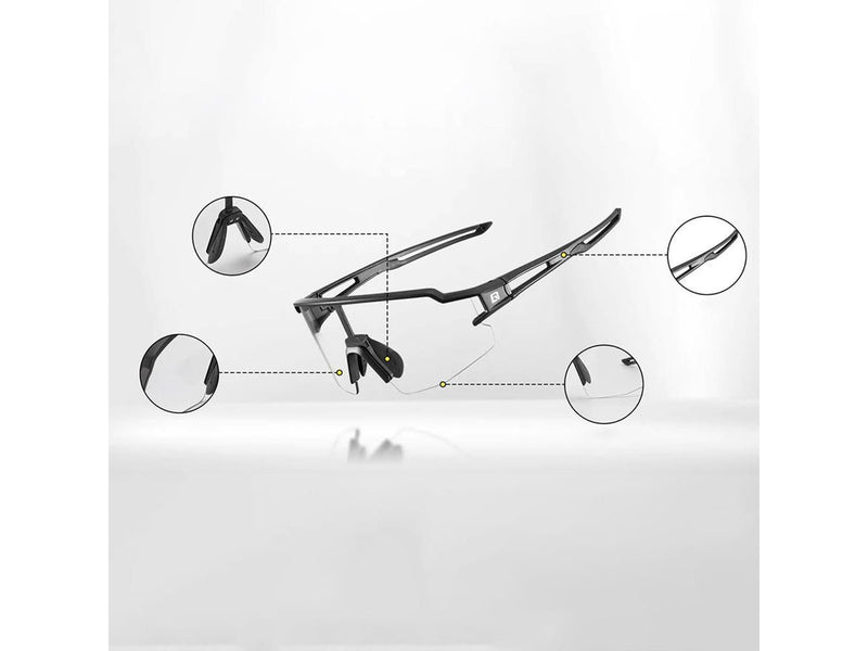 Rockbros 10173 Photochromic UV400 Cycling Glasses - Black and Red