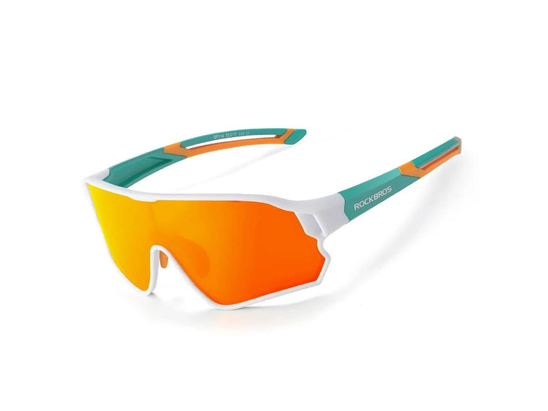 Rockbros 14110009003 polarized cycling glasses for children 8-14 years old - green and white
