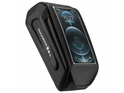 Rockbros 30120064001 waterproof frame bicycle bag with phone cover - black