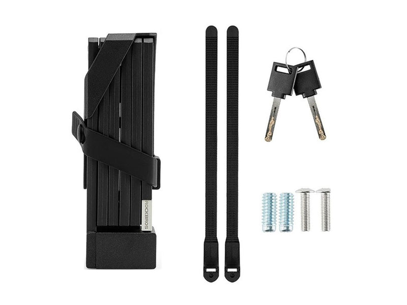Rockbros 32140003001 foldable bicycle lock with key and handle 68cm - black