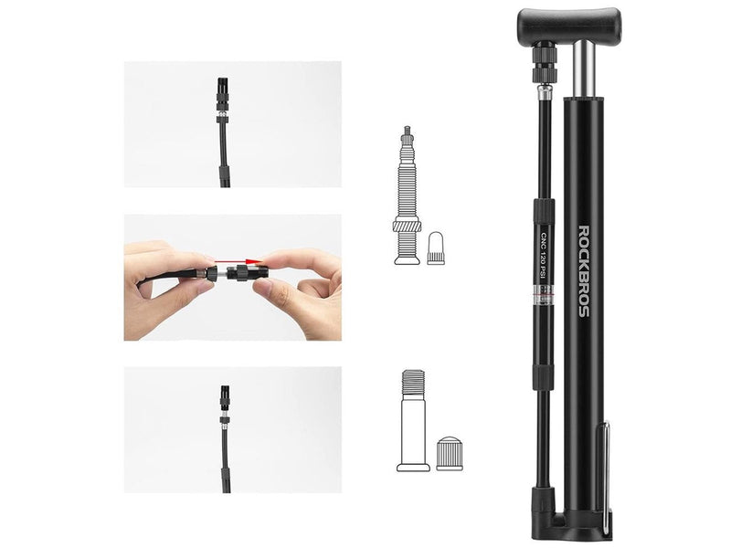 Rockbros 42322821001 floor bicycle pump - black
