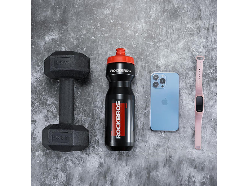 Rockbros 750 ml Bike Bottle - Transparent Black with Red Mouthpiece