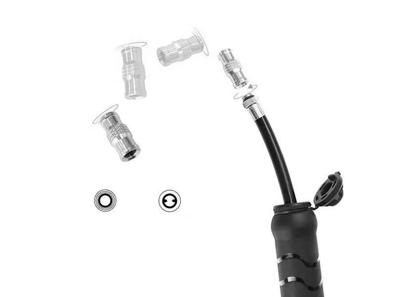 Rockbros 810PCS-HP Mini Hand Bicycle Pump with Presta & Schrader Hose - Black