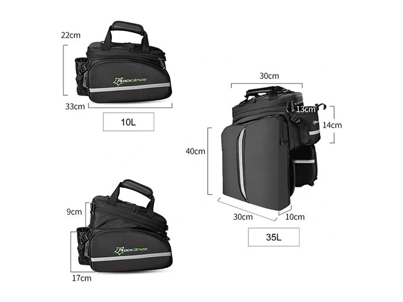 Rockbros A6-03BK bicycle bag for trunk 35 l with fold-out pockets - black
