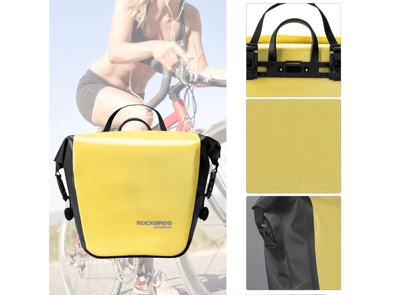 Rockbros AS-003-1Y waterproof bicycle bag with shoulder strap front/rear mounting 10-14l - yellow