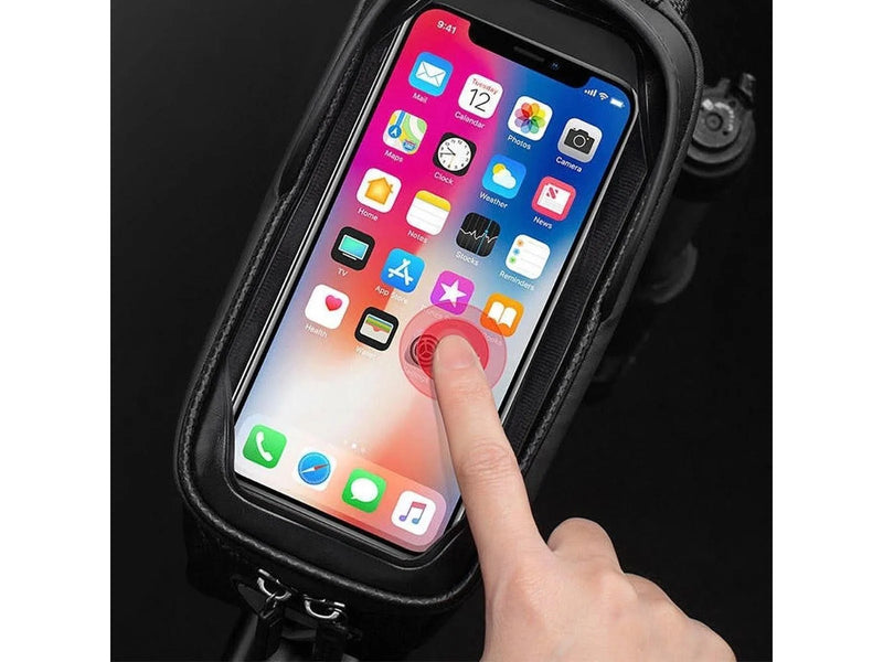 Rockbros B68-1 frame-mounted bicycle bag with phone pocket - 1.7L - Black
