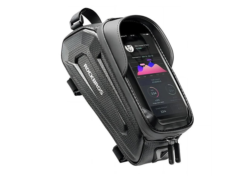 Rockbros B68-1 frame-mounted bicycle bag with phone pocket - 1.7L - Black