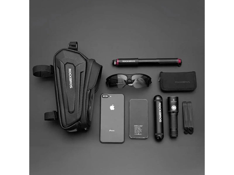 Rockbros B68-1 frame-mounted bicycle bag with phone pocket - 1.7L - Black