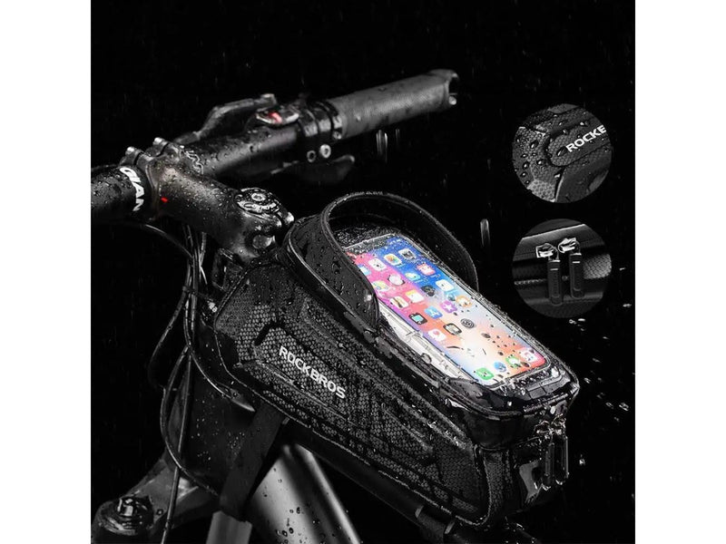 Rockbros B68-1 frame-mounted bicycle bag with phone pocket - 1.7L - Black