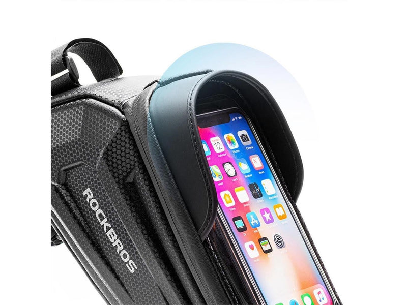 Rockbros B68-1 frame-mounted bicycle bag with phone pocket - 1.7L - Black