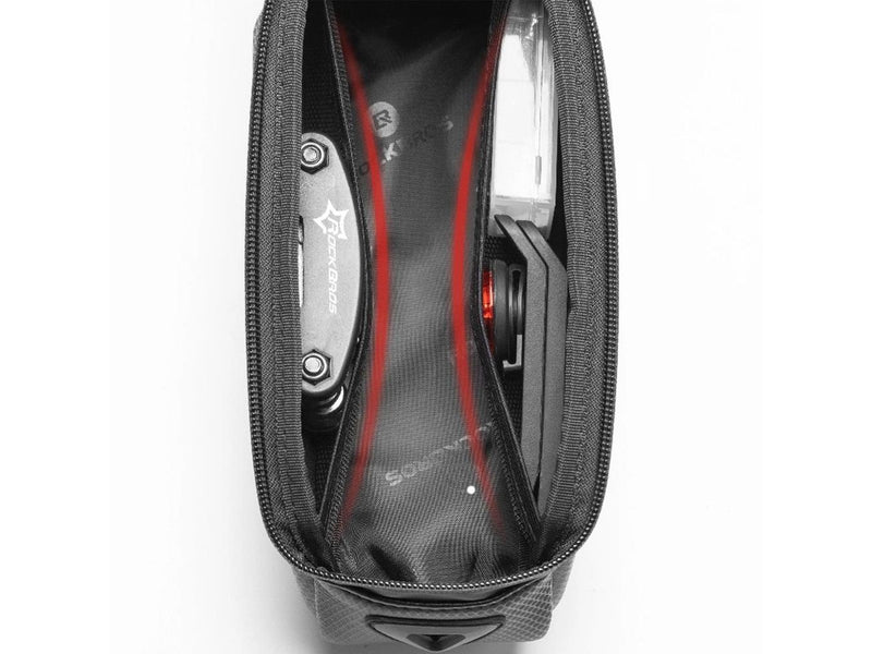 Rockbros B68 Bike Pannier for Frame - Armored - with Phone Pocket and Cover - 1.7L - Black