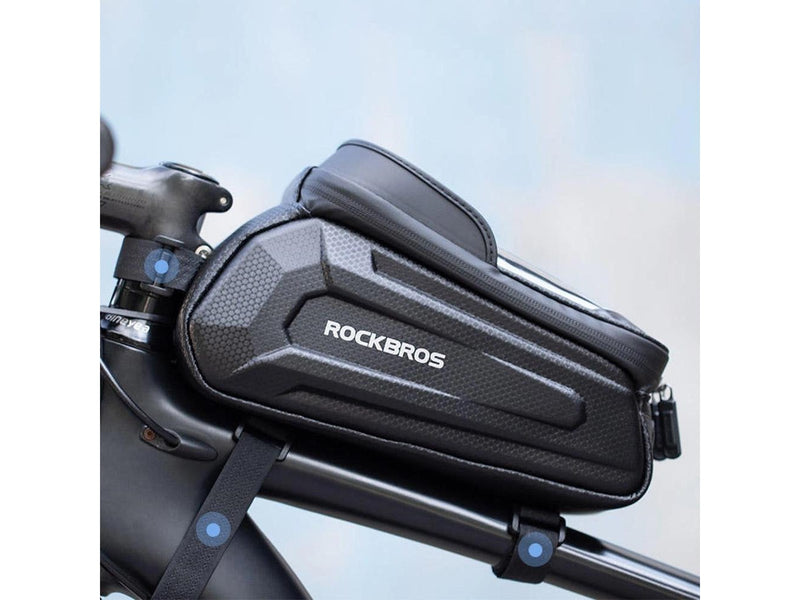 Rockbros B68 Bike Pannier for Frame - Armored - with Phone Pocket and Cover - 1.7L - Black