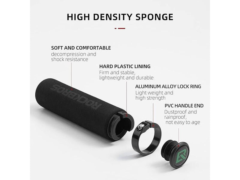 Rockbros BT1001BKBK sponge bicycle handlebar grips - black