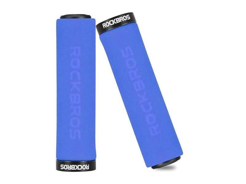 Rockbros BT1001BLBK sponge bicycle handlebar grips - blue and black
