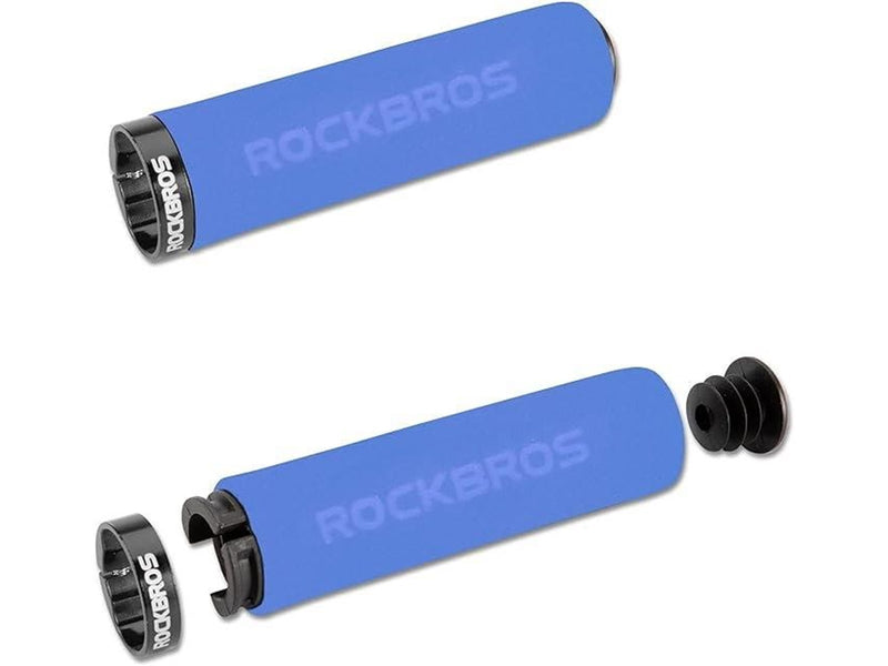Rockbros BT1001BLBK sponge bicycle handlebar grips - blue and black