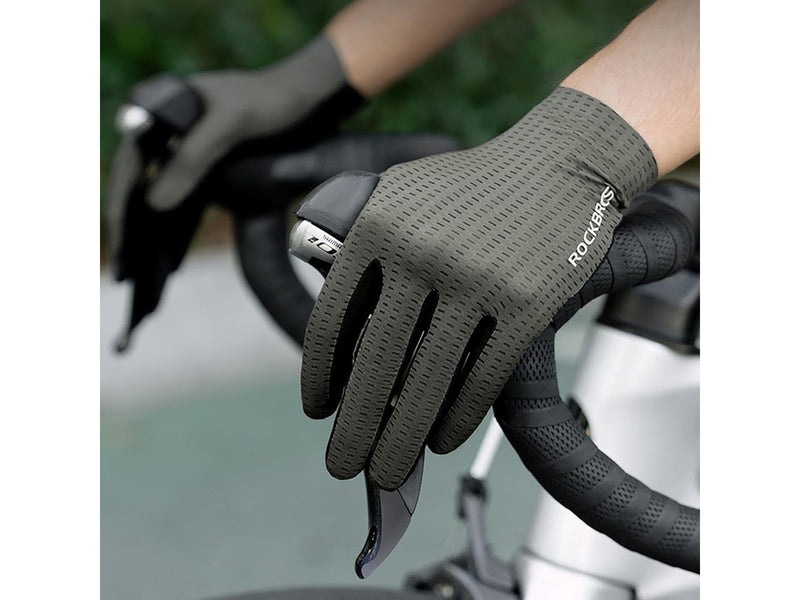 Rockbros Breathable Full Finger Cycling Gloves Size: M - Green