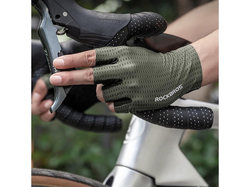 Rockbros Breathable Short Finger Cycling Gloves Size: L - Green