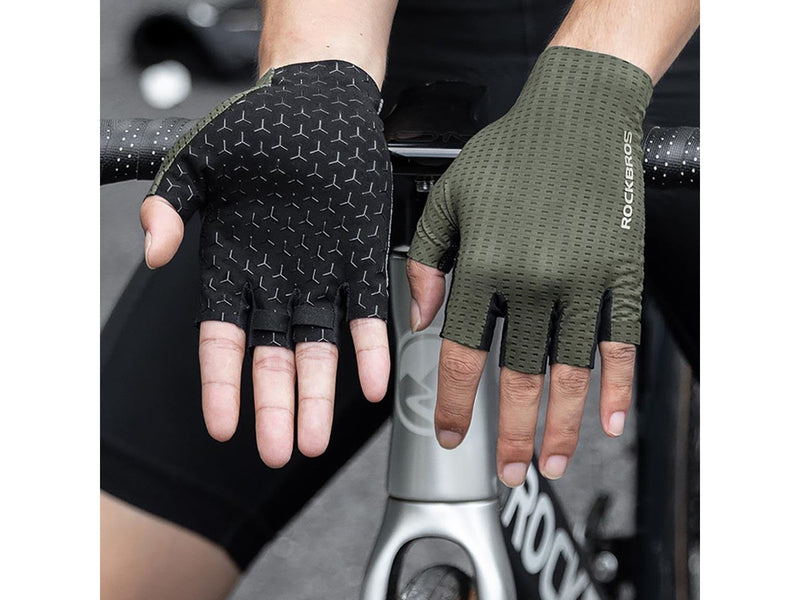 Rockbros Breathable Short Finger Cycling Gloves Size: S - Gray