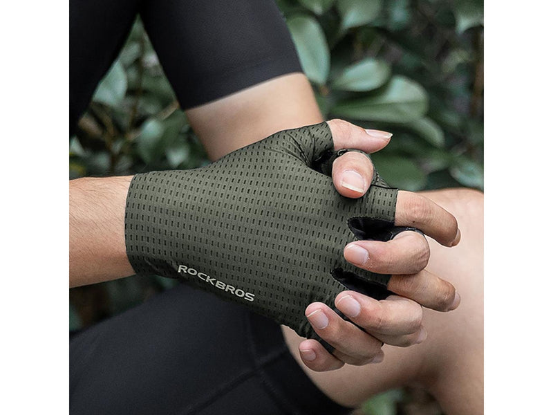 Rockbros Breathable Short Finger Cycling Gloves Size: S - Green