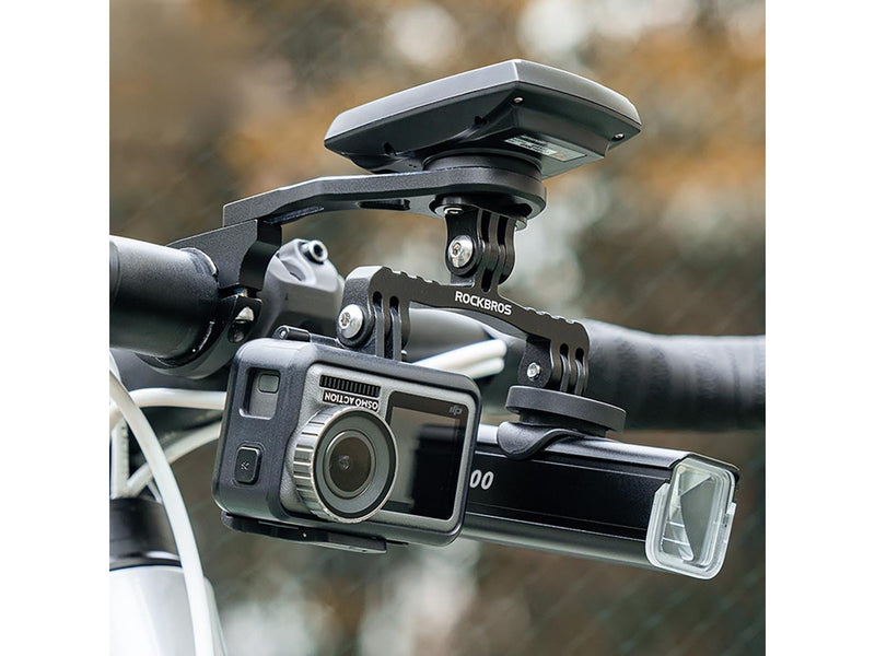 Rockbros FK-301 2-in-1 Handlebar Bike Mount for Computer/Navigator and Camera/Lighting - Black
