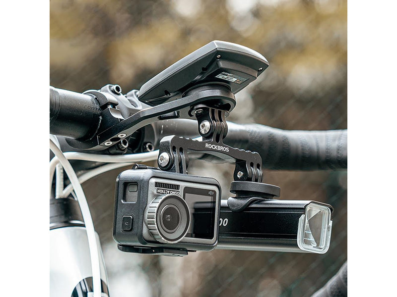 Rockbros FK-301 2-in-1 Handlebar Bike Mount for Computer/Navigator and Camera/Lighting - Black