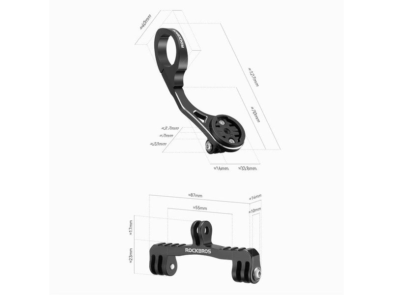 Rockbros FK-301 2-in-1 Handlebar Bike Mount for Computer/Navigator and Camera/Lighting - Black