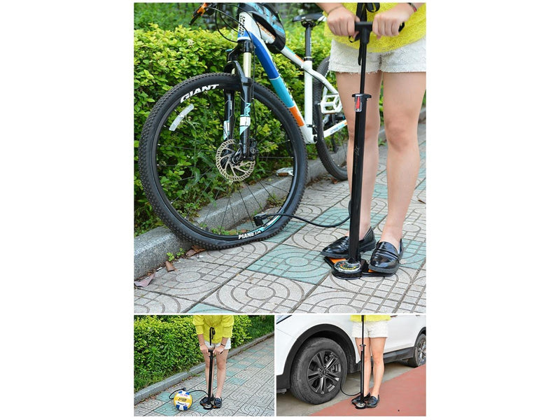 Rockbros GP6532B Floor Pump with Pressure Gauge - Black and Orange