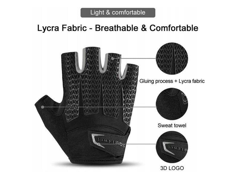 Rockbros S169BGR S Cycling Gloves with Gel Inserts – Grey