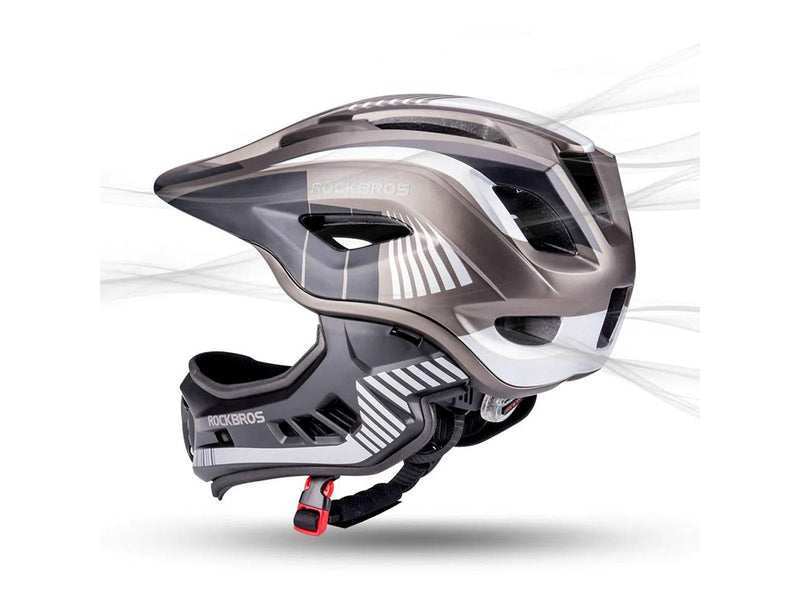 Rockbros TT-32SBTG-S children's bicycle helmet with removable chinbar size S - gray