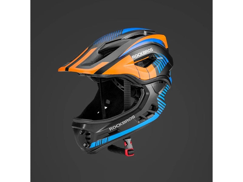 Rockbros TT-32SOBL-M children's bicycle helmet with removable chinbar size M - black and orange