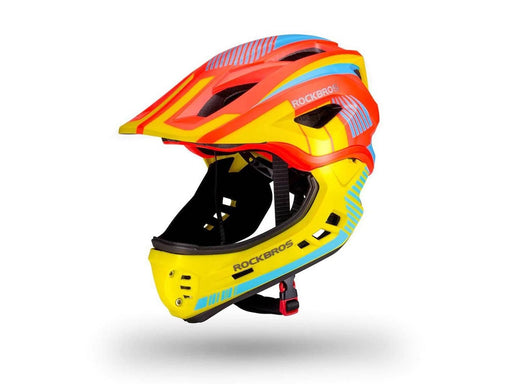 Rockbros TT-32SOYB-M children's bicycle helmet with detachable chinbar size M - yellow-orange