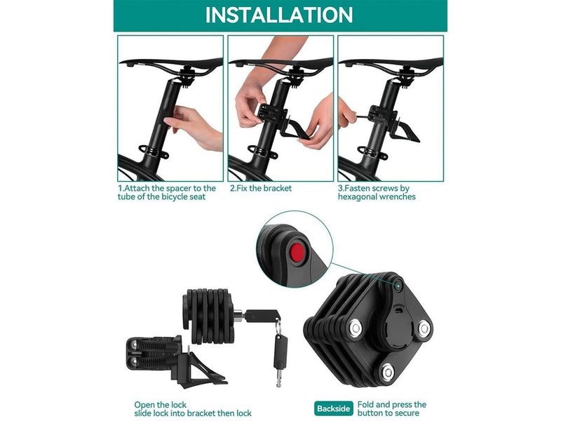 Rockbros WD795 foldable bicycle lock - black