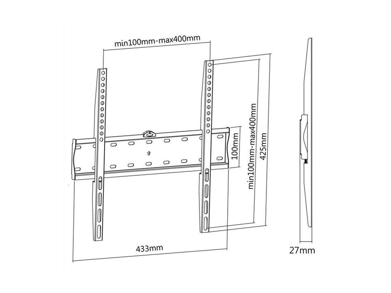 Roline bracket - for LCD display - black - Max 40 kg - recommended for 55"