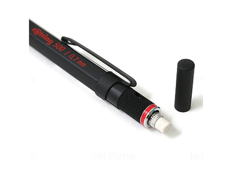Rotring 500 Mechanical Pencil | 0.7 mm HB lead | Black hexagonal plastic barrel and non-slip textured metal grip