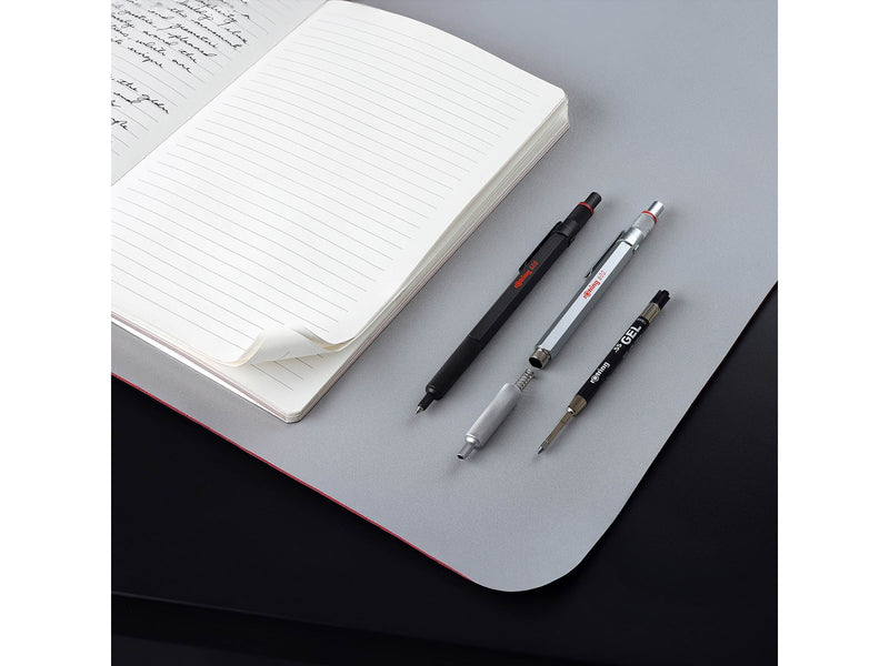 Rotring 600 Gel Pen | 0.55 mm | Black Ink | Black Metal Body Pen | Non-Slip Knurled Grip & Hexagonal Barrel | Refillable