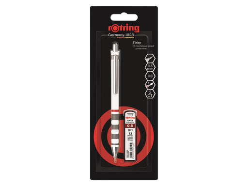 Rotring Tikky Mechanical Pencil Set | 0.5 mm | Lead Refills | White Barrel