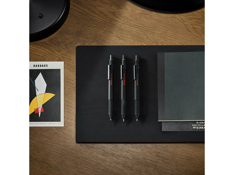 Rotring rOtring 6 3-in-1-Schreibgerät mit Kugelschreiber und Druckbleistift | Kugelschreiber mit 2 feinen Spitzen (schwarze und rote Tinte) | 1 Druckbleistift mit Spitze (,5-mm-Mine) | Schwarz