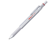 Rotring rOtring 6 3-in-1-Schreibgerät mit Kugelschreiber und Druckbleistift | Kugelschreiber mit 2 feinen Spitzen (schwarze und rote Tinte) | 1 Druckbleistift mit Spitze (,5-mm-Mine) | Silber