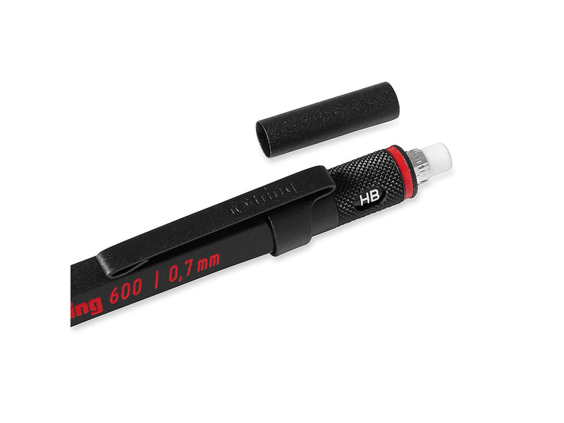 Rotring rOtring 600 Druckbleistift | 0,7 mm | schwarz | Ergonomisches Vollmetallgehäuse