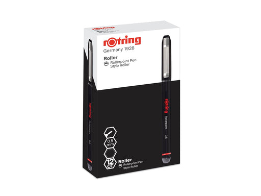 Rotring rOtring Rollerball Tintenroller | Nadelspitze (0,5 mm) für präzise Linien | schwarze Tinte | 12 Stück