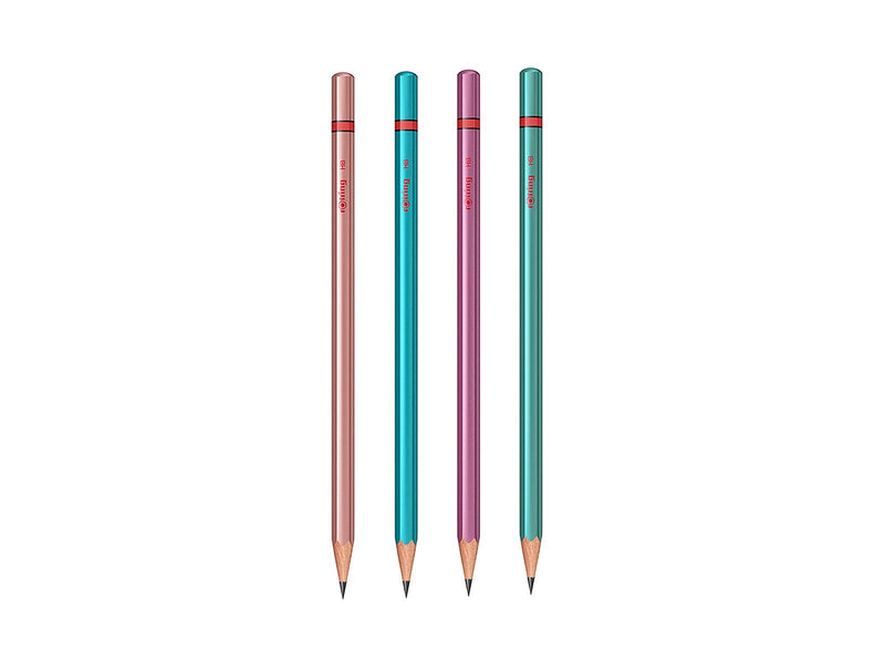 Rotring rOtring Woodcase Metallic-Bleistifte | HB-Blei | Verschiedene Farben | 4 Stück