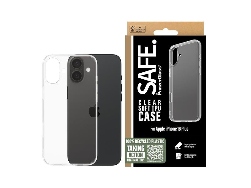 SAFE by PanzerGlass TPU Case iPhone 16 Plus | Transparent