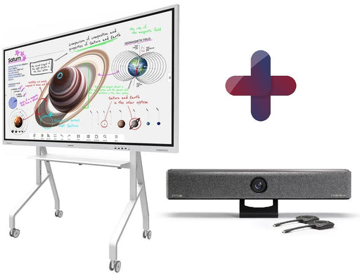 All-in-One Videokonferenzlösung Samsung Flip Pro WM75B, Neomounts FL50-525WH1, Barco Clickshare Bar Pro & Halterung