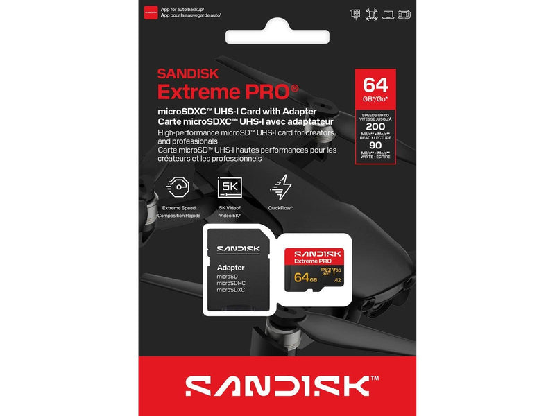 SANDISK Extreme PRO microSD/SD - 200MB/s - 64GB